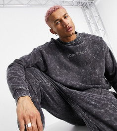 Темно-серый выбеленный свитшот в стиле oversized с логотипом на груди ASOS Dark Future