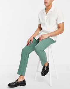Свадебные узкие брюки зеленого цвета с принтом в виде штриховки ASOS DESIGN Wedding-Зеленый цвет