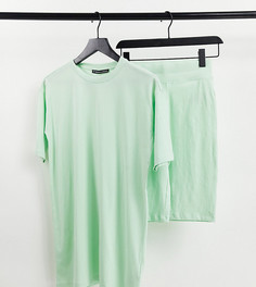 Шорты-легинсы и oversized-футболка лаймового цвета Threadbare Tall-Зеленый цвет