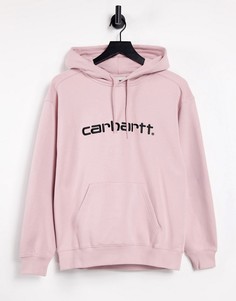 Розовый свободный худи с большим логотипом Carhartt WIP-Розовый цвет