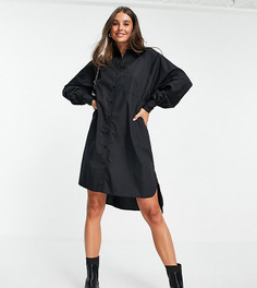 Черное короткое платье-рубашка oversized ASOS DESIGN Tall-Черный цвет