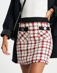 Красная мини-юбка в клетку от комплекта River Island-Красный
