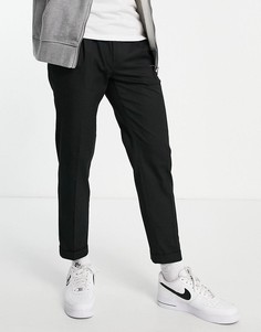 Строгие суженные книзу брюки черного цвета с отворотами Topman-Черный цвет