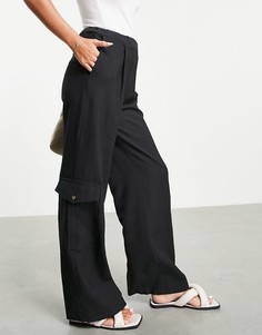 Черные брюки прямого кроя в утилитарном стиле Topshop-Черный цвет