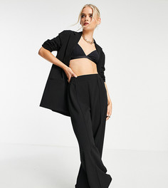 Черные свободные трикотажные брюки с широкими штанинами ASOS DESIGN Petite-Черный цвет