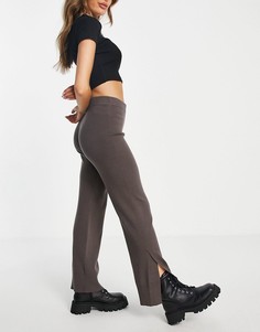 Трикотажные брюки с разрезами из переработанного материала цвета мокко Weekday Cameo-Коричневый цвет