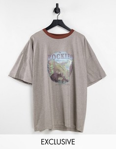 Бежевая oversized-футболка с принтом "The Rockies" в стиле унисекс Reclaimed Vintage Inspired-Светло-бежевый цвет