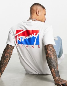 Белая футболка с логотипом на груди и спине в стиле колор блок Tommy Jeans-Белый