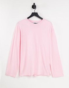 Светло-розовый oversized-лонгслив из органического хлопка Weekday Smash-Розовый цвет