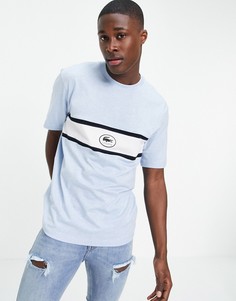 Футболка с круглым вырезом, полосками и логотипом Lacoste-Голубой