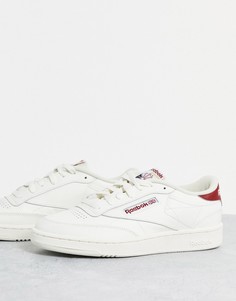 Белые кроссовки с бордовыми вставками Reebok Classics Club C 85-Белый