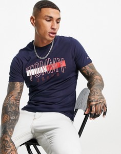 Темно-синяя футболка в университетском стиле с флагом и логотипом Tommy Jeans-Темно-синий