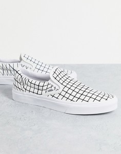 Белые кеды-слипоны в шахматную клетку Vans Classic U-Paint-Белый