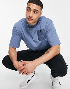 Синяя футболка с карманом Reebok-Голубой