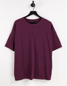 Бордовая свободная футболка из плотного органического хлопка ASOS DESIGN-Красный