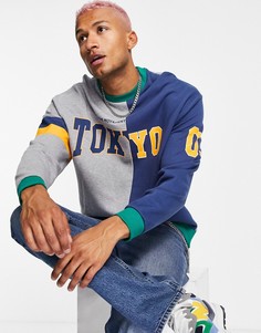 Oversized-свитшот с комбинированным университетским принтом ASOS DESIGN-Белый