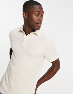 Бежевое поло в рубчик ASOS DESIGN-Светло-бежевый цвет