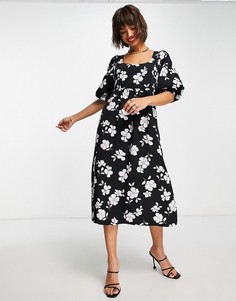 Платье мидакси с овальным вырезом и шнуровкой на спине Fashion Union-Разноцветный