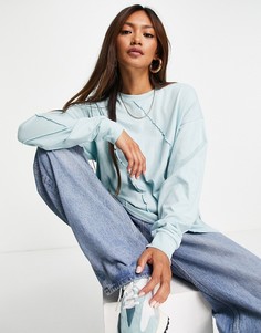 Зеленый oversized-лонгслив с наружными швами ASOS DESIGN-Коричневый цвет