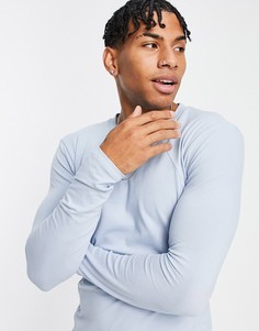 Голубой лонгслив из пике с рукавами реглан и вставками ASOS DESIGN