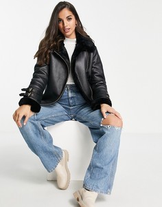 Черная удлиненная куртка авиатор Miss Selfridge-Черный цвет