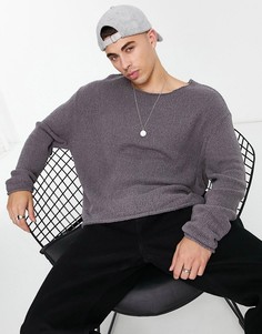 Темно-серый oversized-джемпер фактурной вязки ASOS DESIGN