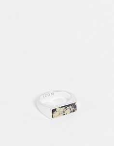 Серебристое кольцо с мраморной отделкой Icon Brand-Серебряный