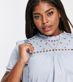 Голубая свободная блузка с вышивкой Vero Moda Curve-Голубой