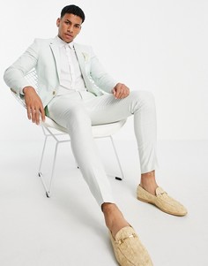 Cупероблегающие брюки пастельно-зеленого цвета из хлопка и льна ASOS DESIGN Wedding-Зеленый цвет