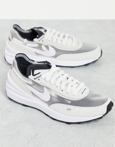 Сетчатые кроссовки белого и серого цвета Nike Waffle One-Белый