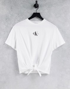 Белая футболка с узлом Calvin Klein Jeans-Белый