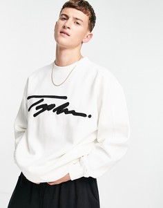 Свитшот цвета экрю с логотипом-подписью от комплекта Topman-Белый