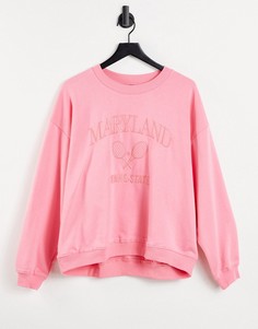 Розовый свитшот из органического хлопка с логотипом "Maryland" Monki Nana-Розовый цвет