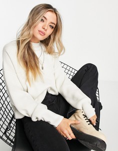 Вязаный джемпер в стиле casual с круглым вырезом цвета экрю Topshop-Белый