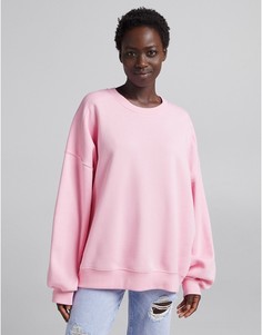 Очень свободный розовый свитшот в стиле "oversized" Bershka-Розовый цвет