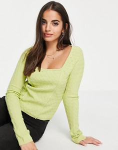Фактурный вязаный джемпер с квадратным вырезом ASOS DESIGN-Зеленый цвет