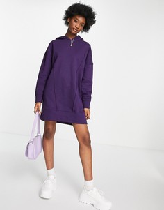 Темно-фиолетовое платье-свитшот в стиле oversized с капюшоном и наружными швами ASOS DESIGN-Фиолетовый цвет