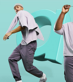 Фиолетовые суженные книзу брюки карго ASOS DESIGN-Фиолетовый