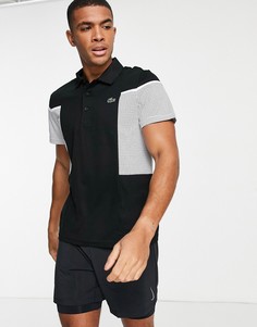 Спортивная теннисная футболка поло с дышащими сетчатыми вставками Lacoste-Черный цвет