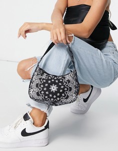 Мини сумка в стиле 90-х с платочным принтом Ego-Черный ЭГО