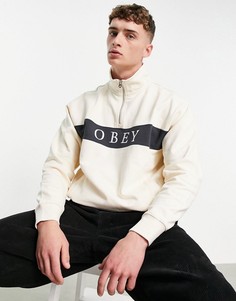 Кремовый свитшот с короткой молнией Obey Thief-Белый