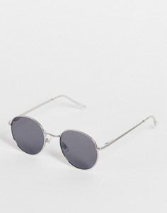 Круглые солнцезащитные очки в стиле унисекс в серебристой оправе с зеркальными стеклами AJ Morgan-Серебряный