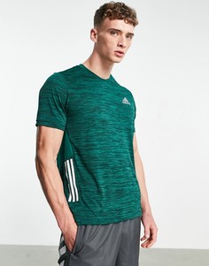 Зеленая футболка с 3 полосками и градиентным принтом adidas Training-Зеленый цвет