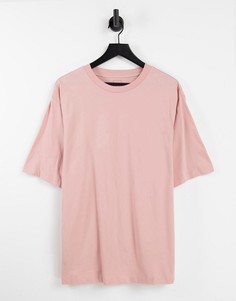 Розовая футболка в стиле oversized River Island-Розовый цвет