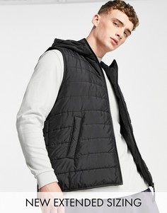 Черный жилет с подкладкой и капюшоном ASOS DESIGN-Черный цвет