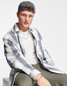Трикотажная рубашка с длинными рукавами в клетку цвета экрю River Island-Белый