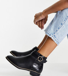 Черные ботинки челси для широкой стопы с пряжкой Miss KG-Черный цвет