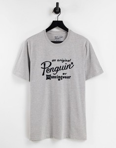 Футболка с флоковой надписью Original Penguin-Серый