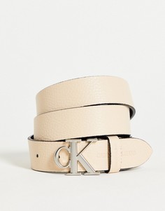 Ремень кремового цвета с логотипом-монограммой "CK" Calvin Klein Jeans-Белый