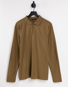 Коричневая футболка-поло с длинными рукавами Jack & Jones Premium-Коричневый цвет